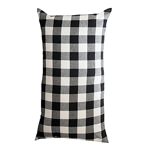 Home Collection Buffalo Check Black Lumbar Pillow Cover 15"x27" by Raghu
