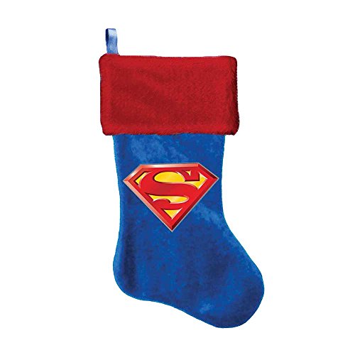 Kurt Adler Superman Logo Applique Stocking, 19-Inch