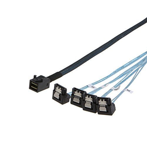 CableCreation Internal HD Mini SAS (SFF-8643 Host) - 4X SATA (Target) Angle Cable, SFF-8643 for Controller, 4 Sata Connect to Hard Drive, 1M / 3.3FT