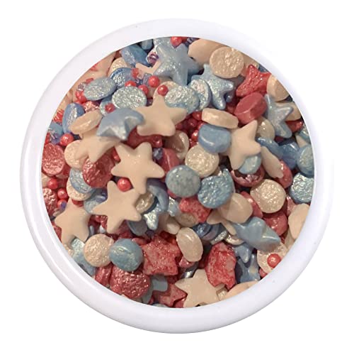 Ultimate Baker Snowy River Independence Cocktail Confetti - Kosher Certified Naturally Colored Cocktail Confetti (16oz, Independence)