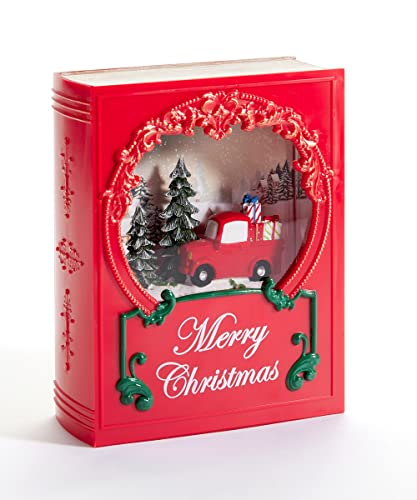 Giftcraft 683600 Christmas Truck and Presents LED Book Water Lantern with Sentiment, 8.11-inch Height, Acrylonitrile Butadiene Styrene, Oil, Polycarbonate and Resin