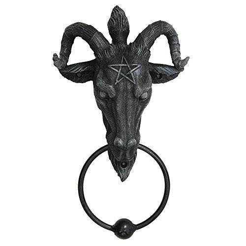Pacific Trading Baphomet Head Lucifer Satanic Demon Goat of Mendes Pagan Occult Door Knocker Halloween Decor Figurine 9 Inch Tall