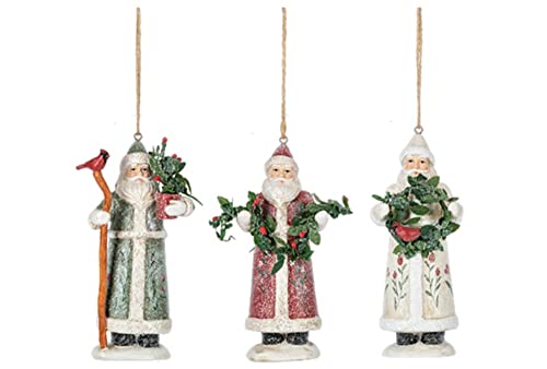 Ganz MX183363 Santa Ornaments, 5-inch Height, Resin and Polyresin, Set of 3