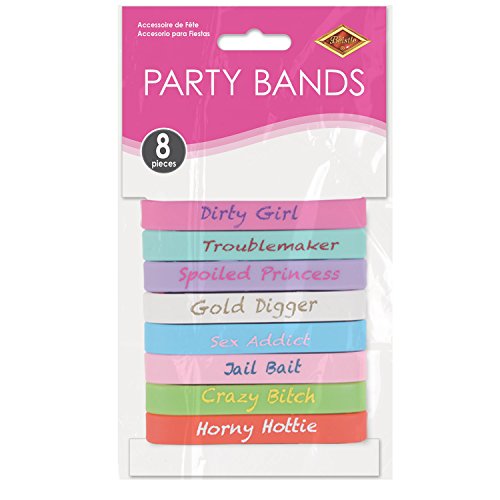 Beistle 8 Piece Silicone Wristbands Bracelets Bachelorette Party Supplies Favors