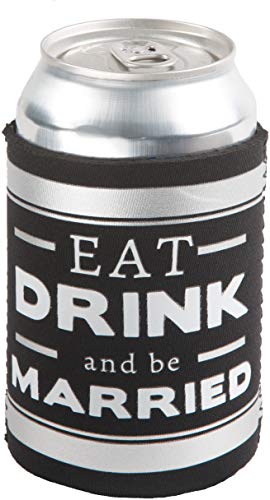 Pavilion The We Do Crew - Eat Drink and be Married Black and Silver Wedding Insulated Beer Bottle / Beer Can Sleeve