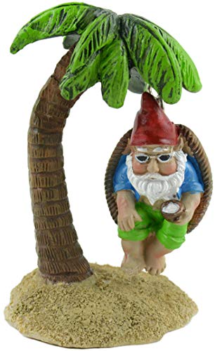 Midwest Design Imports, Inc. Fairy Garden Gnome On Palm Tree Swing-4.5"