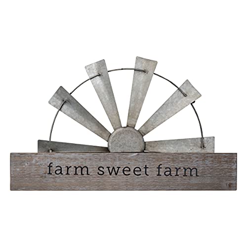 Foreside Home & Garden Sweet Farm Windmill Metal and Wood Wall D√©cor, Multi