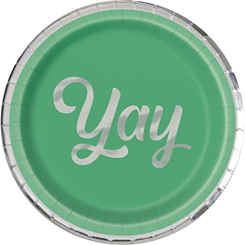 Unique Industries Unique 26284 Foil Stamped Paper Plates-18 cm-Silver & Bright Party-8 Count (Pack of 1)