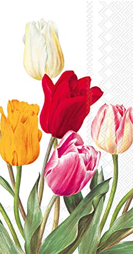 Boston International IHR 3-Ply Guest Towel Buffet Paper Napkins, 8.5 x 4.5-Inches, Tulips White