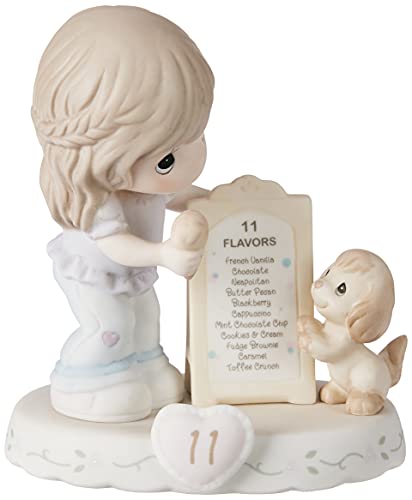 Precious Moments,  Growing In Grace, Age 11, Bisque Porcelain Figurine, Brunette Girl, 154038B