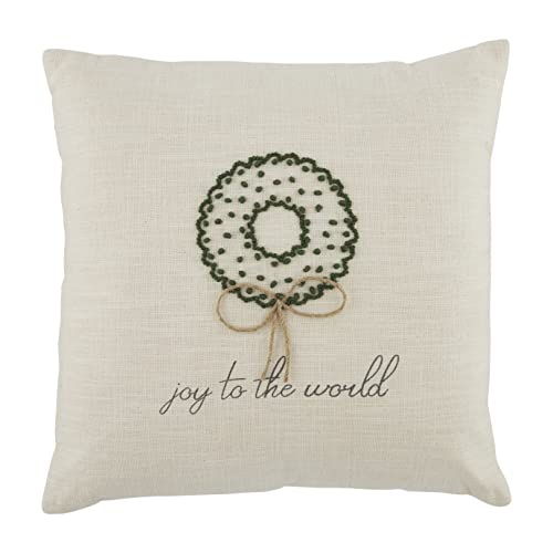 Mud Pie Square Knot Christmas Pillow,  White, 18-inch