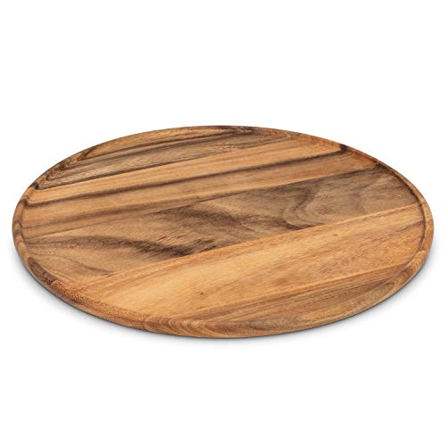 Abbott Collection  75-WOODWORK-20 Round Tray with Lip, 17 inches D, Brown