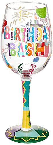 Enesco Designs by Lolita Birthday Bash Hand-painted Artisan Wine Glass, 15 oz.