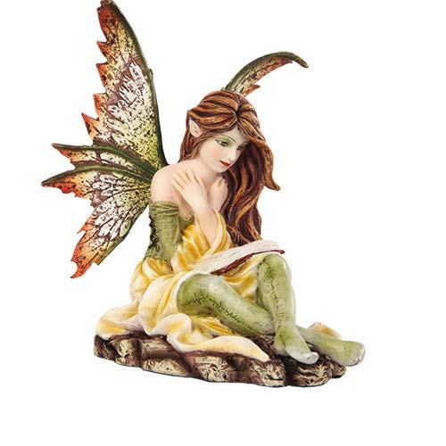 Pacific Trading Giftware PTC 5.25 Inch Fairyland Yellow and Green Winged Fairy Statue Figurine