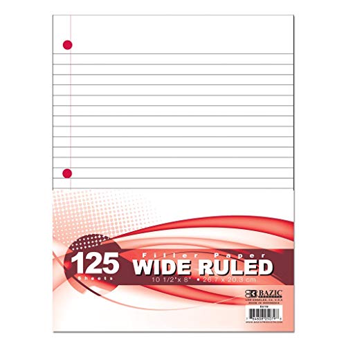 Bazic 5079 Wide Rule Filler Paper - 125 Count