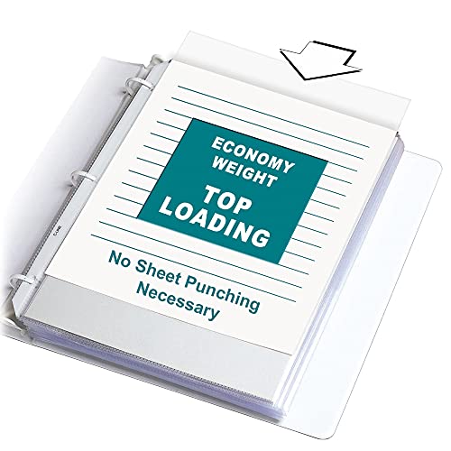 C-Line Top Loading Economy Weight Poly Sheet Protectors, Reduced Glare, 8.5 x 11 Inches, 100 per Box (62017)