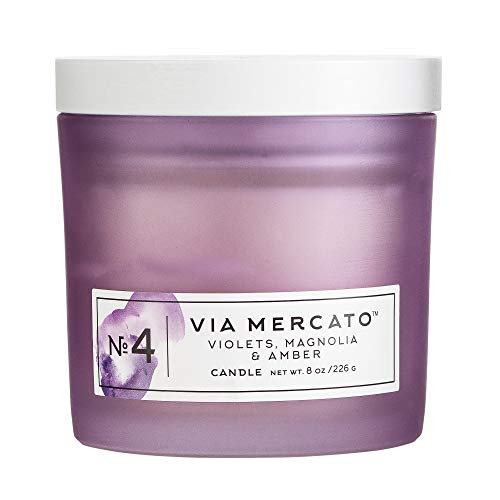 European Soaps Via Mercato Single Wick 8oz Fragrant Candle No.4 - Violets, Magnolia, Amber