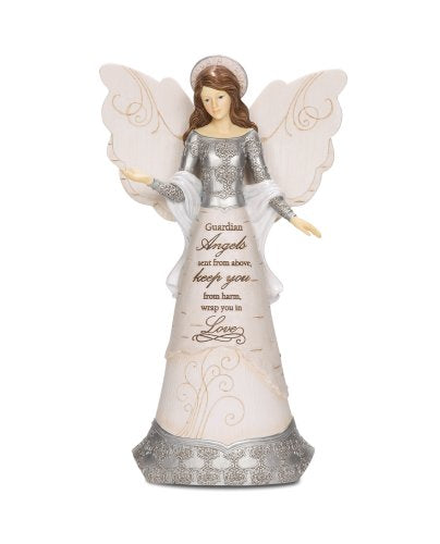 Pavilion Gift Company Elements 82310 Guardian Angel Collectible Figurine, Angel with Halo, 9-Inch