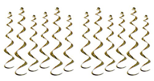 Beistle Twirly Whirlys 12 Piece, Gold
