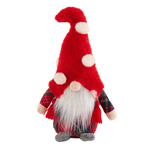 Mud Pie Small Christmas Gnome Sitters, Tartan Body, 6-inch, Red