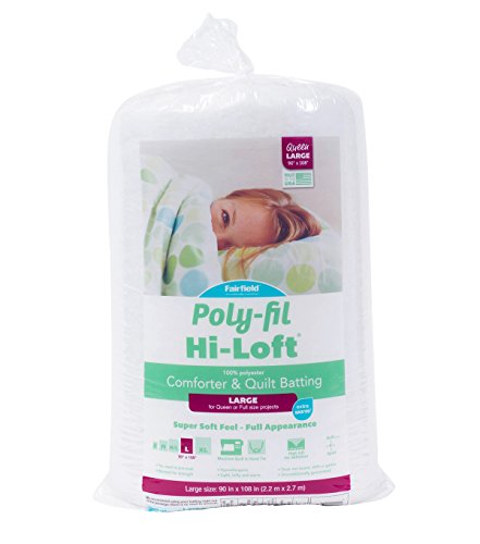 Fairfield Poly-Fil Hi-Loft Queen Bonded Polyester Batting, 90" x 108", White