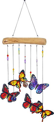 Spoontiques 14090 Butterfly Driftwood Wind Chime, Multicolored