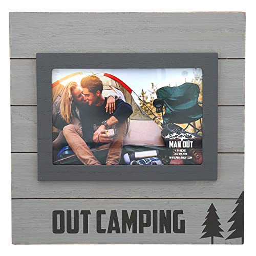 Pavilion - Out Camping Wood Tabletop Picture Frame, Holds 4 x 6-inch Photo, Cabin Decor, Rustic Picture Frames, Camping Vacation Photo Frame, RV, 1 Count, 8.75 x 8.75 inches Overall in Size