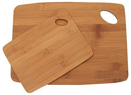 Lipper International 859 Bamboo Wood Thin Kitchen Cutting Boards with Oval Hole in Corner, Set of 2 Boards, 6" x 8" and 9" x 12"