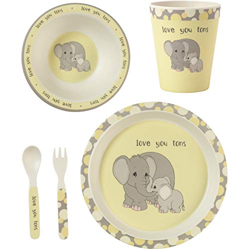 Precious Moments 182418 5 Elephant Gift Mealtime Feeding Set, One Size, Multi