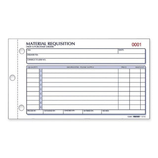 Rediform Material Requisition Book, Carbonless, 2 Part, 4.25 x 8.5 Inches, 50 Forms (1L114)