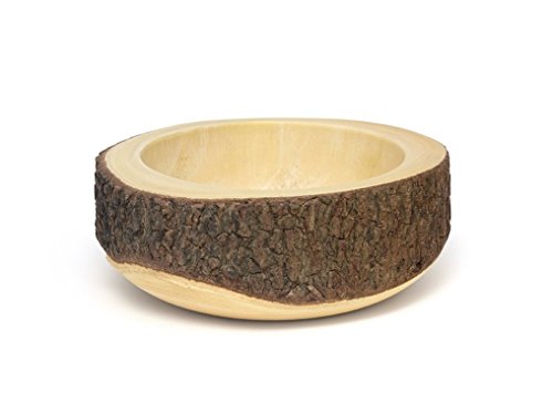 Lipper International 1059 Acacia Slab Tree Bark Bowl, 10" Diameter x 4.25" Height, Single Bowl