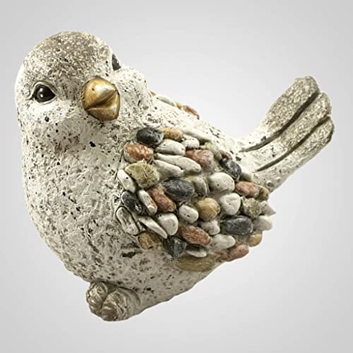 Lipco Poly Stone Pebble-Stone Garden Bird Figurine, 6.25-inch Length, Outdoor Decoration