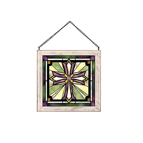 Wild Wings(WI) 5386497322 Royal Burst Cross Stained Glass Art, 9-inch Square