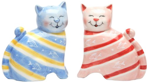 Cosmos Gifts Appletree Design Cat Salt and Pepper Set, 3-1/8-Inch