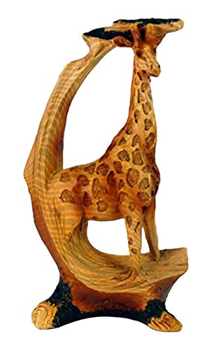 Unison Gifts StealStreet MME-927 5" Giraffe Scene Carving Faux Wood Decorative Figurine, Brown