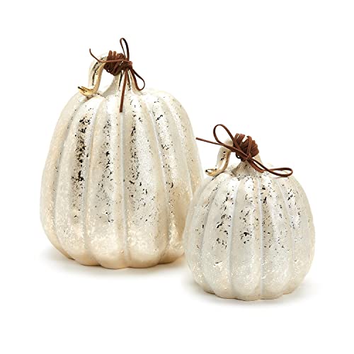 Two's Company Touch of Gold Set of 2 Decorative Pumpkins