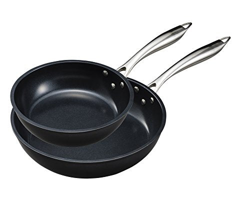 Kyocera CFP2PCSET Nonstick Fry Pan Set, 8 + 10 INCH, Black