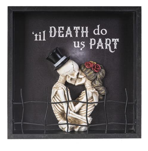 Pacific Trading Giftware Til Death Do Us Part Gothic Newlyweds Decorative Wall Plaque Shadowbox 8‚Äù Tall