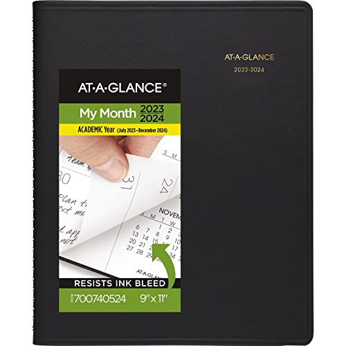 ACCO (School) AT-A-GLANCE 2023-2024 Planner, Monthly Academic, 9" x 11", Large, Black (7007405)