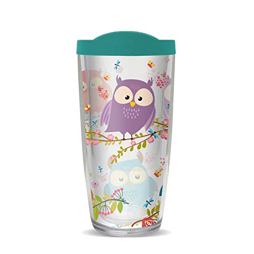 Freeheart Trendy Not Spendy | Tree Owls w/ Teal Lid Tumbler Cup 16 Oz | Fantastic Temperature Retention, Thermal Insulated! Dishwasher and Microwave Safe | Great Gift Idea