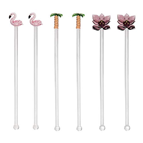 Beachcombers SS-BCS-20822 8 inch Flamingo Variety Drink Stirs, Set of 6