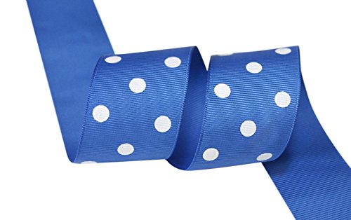 Ribbon Bazaar Grosgrain Polka Dots 3/8 inch Royal Blue 25 Yards 100% Polyester Ribbon