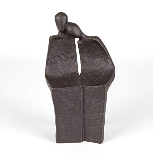 Danya B. Contemplative Lovers Cast Iron Sculpture - Modern Abstract Metal Art Shelf Decor - Wedding Idea √ê Faceless Couple√ïs Figurine