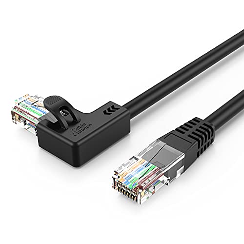 CableCreation CAT6 Ethernet Patch Cable with 50U‚ÄùGold Plated Contact, 3.3 Feet, Right Angled - Black