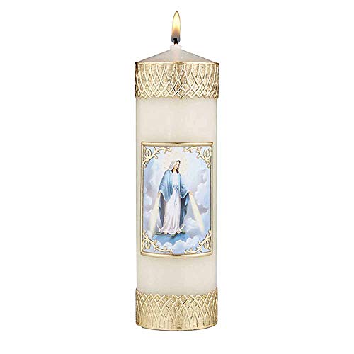 Creative Brands Our Lady of Grace Devotional Wax Pillar Candle, 7 3/4 Inch