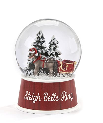 Giftcraft 682503 Christmas Horse and Sleigh Snow Globe with Sentiment, 4.8 inch, Glass, Water, Antifreeze and Polyresin