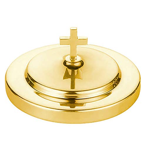 Creative Brands Sudbury Polished Brass Tone Bread Plate Communion Tray Cover, 6 1/2 Inch