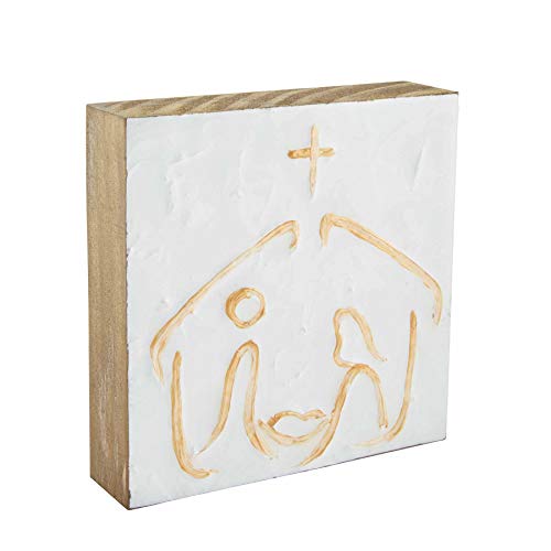 Mud Pie Nativity Block Art,  6" x 6"