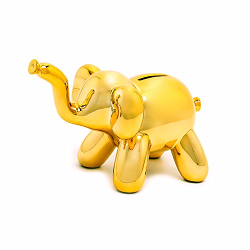 Made By Humans Balloon Money Bank - Baby Elephant - Unique Piggy Bank Gift for Cool Kids and Adults - Gold