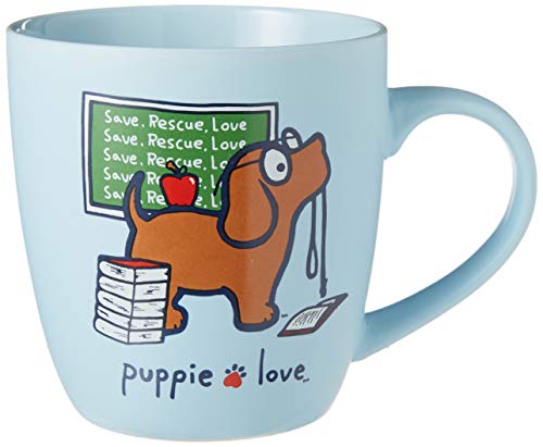 Pavilion Gift Company Bone China 17 Oz Mug-Puppie Love Teacher Dog, Blue